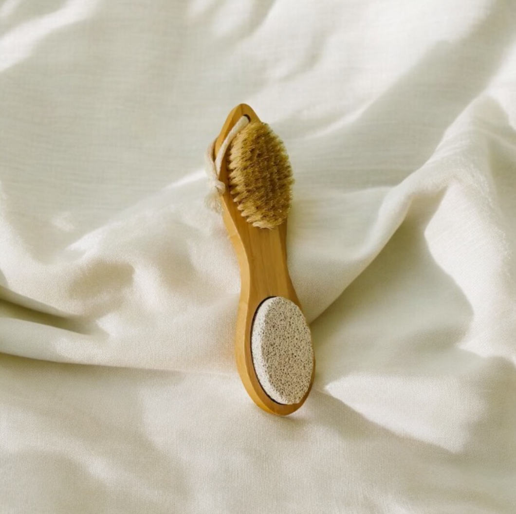 BAMBOO EXFOLIATING FOOT PEDICURE BRUSH TOOL