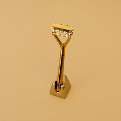 RAZOR WITH PIVOTING HEAD AND STAND